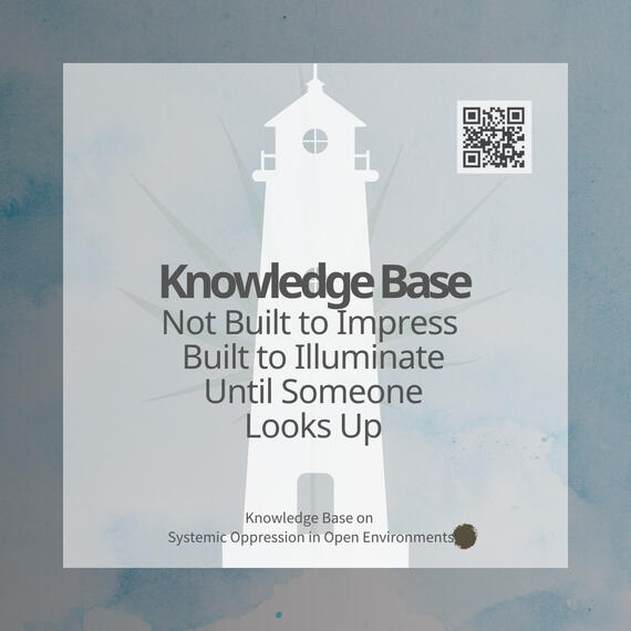 Knowledge Base | Built to Illuminate A cover card introducing the knowledge base through the metaphor of a lighthouse, representing long-term documentation, public knowledge, and a continuing point of reference rather than a brief moment of attention.